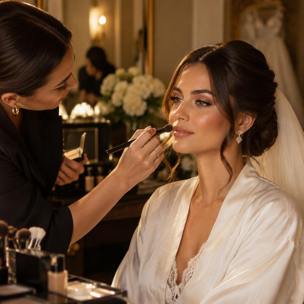 Bridal makeup in progress
